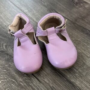 Teg Lad Lavender Leather T Strap Mary Jane Crib Shoes Toddler Size 7
